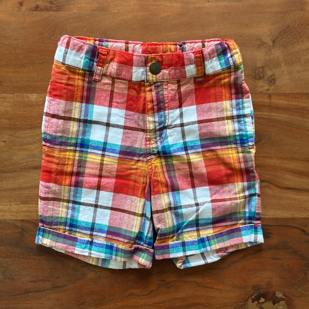 Target Cherokee toddler boy plaid shorts red blue orange spring summer kids 3T